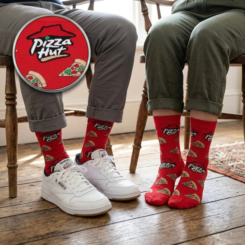 Crvene Pizza Hut čarape PIZZA ČARAPE s uzorkom pizze i loga