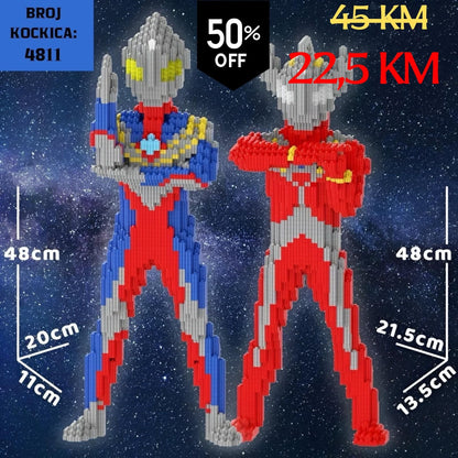Crvene i plave Ultraman figure od kockica s srebrnim detaljima, 4811 dijelova