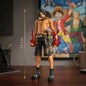 Detaljna 25 cm visoka figura ace iz one piece s crnom kosom, crnim šorcima i crvenim plamenim oružjem