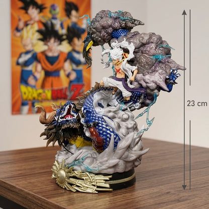Detaljna figura one piece luffy kaido 23 cm bijelokos lik na plavom i sivom zmaju s metalnim zlatnim ukrasima