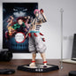 Demon slayer akaza figura visoka 30 cm s ružičastom šiljastom kosom i mišićavim tijelom s crno bijelim prugama