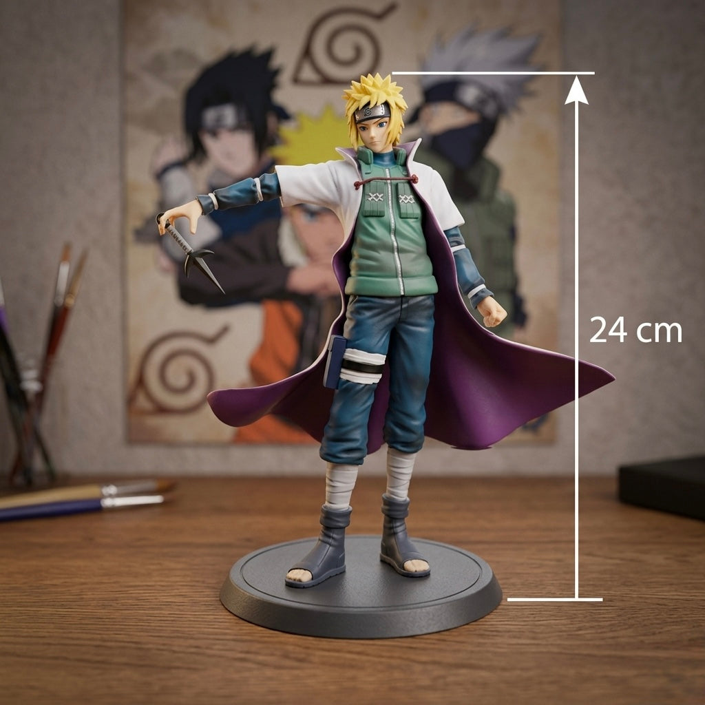 Detaljna figura naruto uzumaki visoka 24 cm s plavim hlačama, zelenom prslukom i ljubičastim plaštem