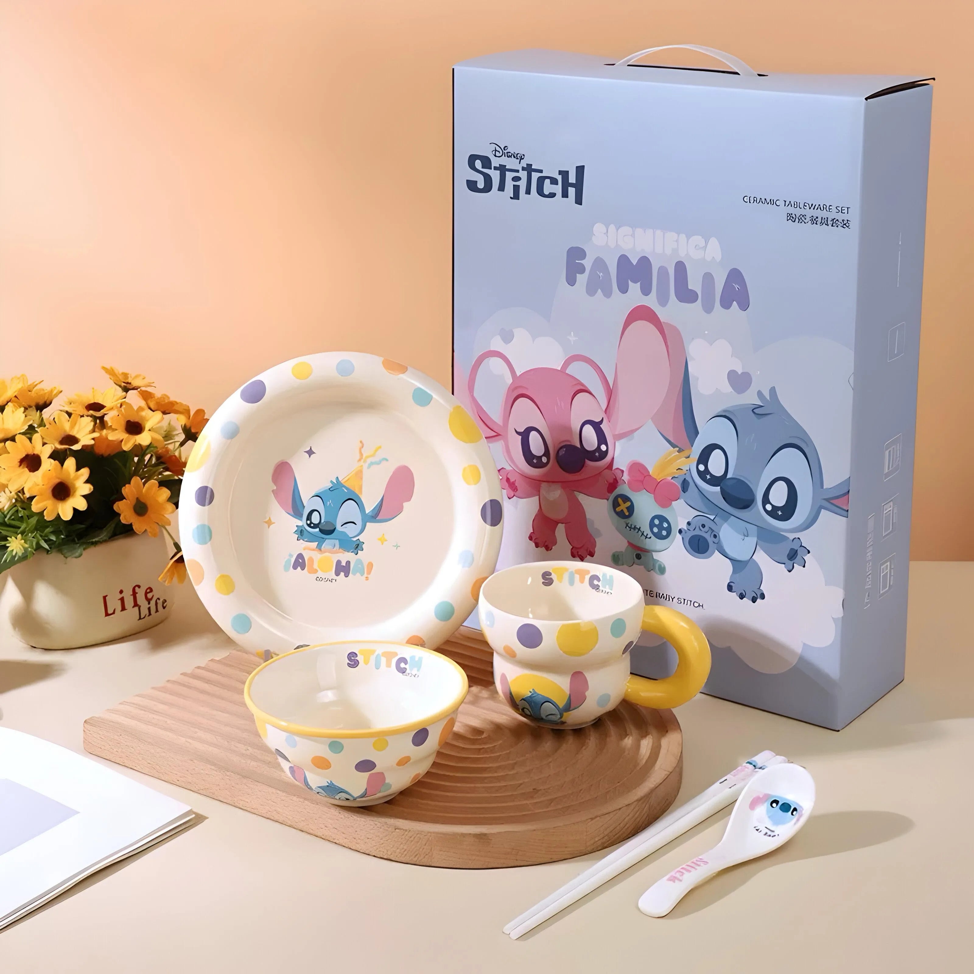 Disney Stitch keramički set posuđa uključuje tanjur, zdjelu i kašiku