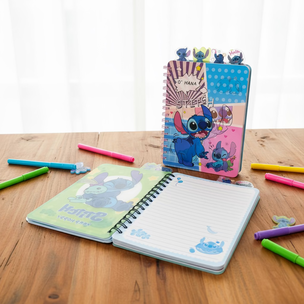 Stitch spirala hologram A5 rokovnik s bojama i olovkom