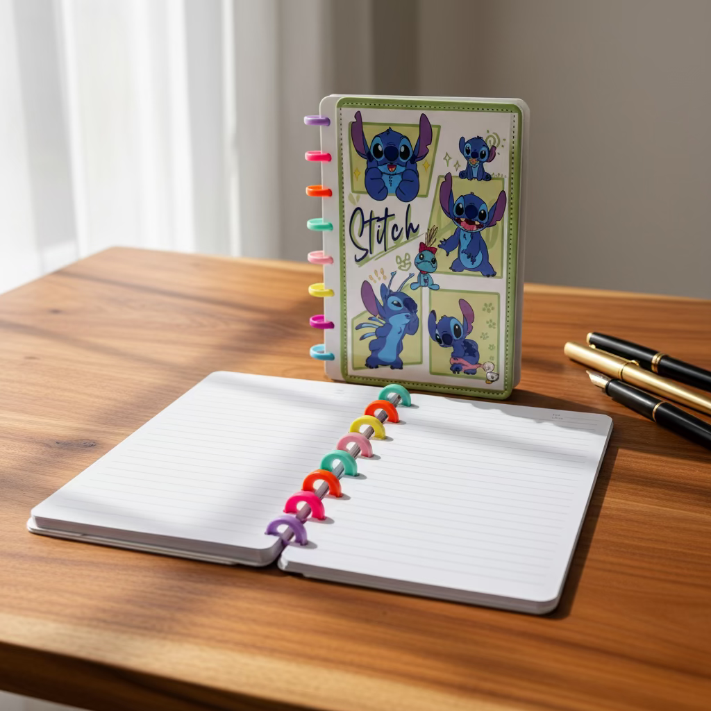 Disney Stitch spirala rokovnik A5 s dugim jezičcima i zelenim koricama