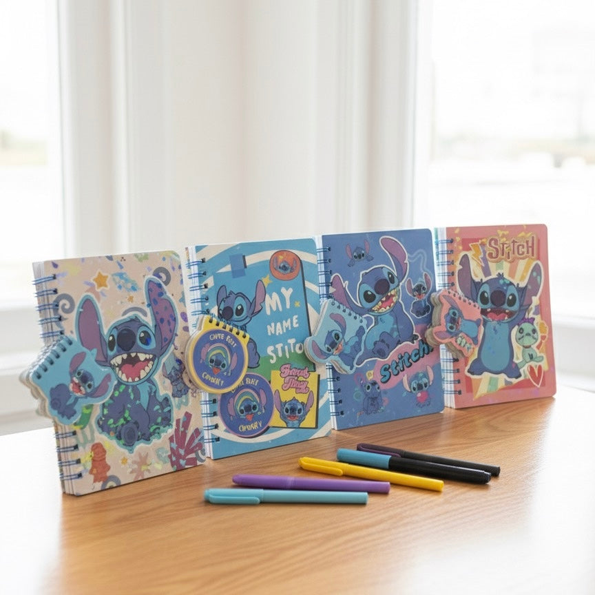 Stitch spirala rokovnik A5 set s bojevnim dizajnom i markerima