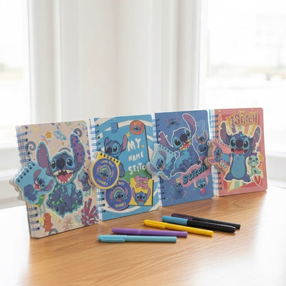Stitch spirala rokovnik A5 set s bojevnim dizajnom i markerima