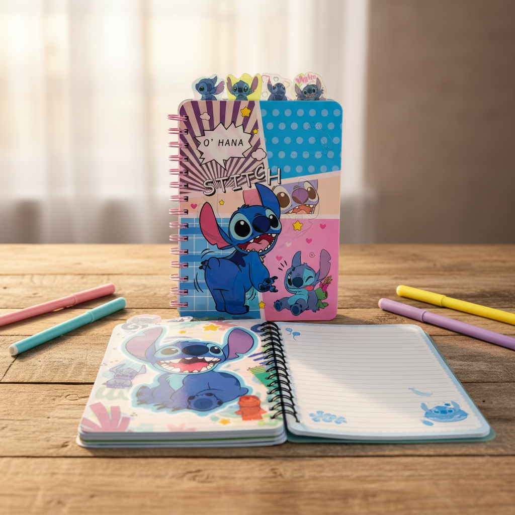 Stitch spirala hologram A5 rokovnik s bojama i olovkama