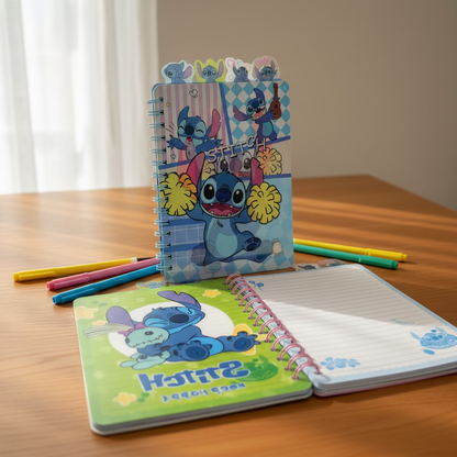 Stitch spirala hologram rokovnik A5 s bojevnim omotom i naljepnicama