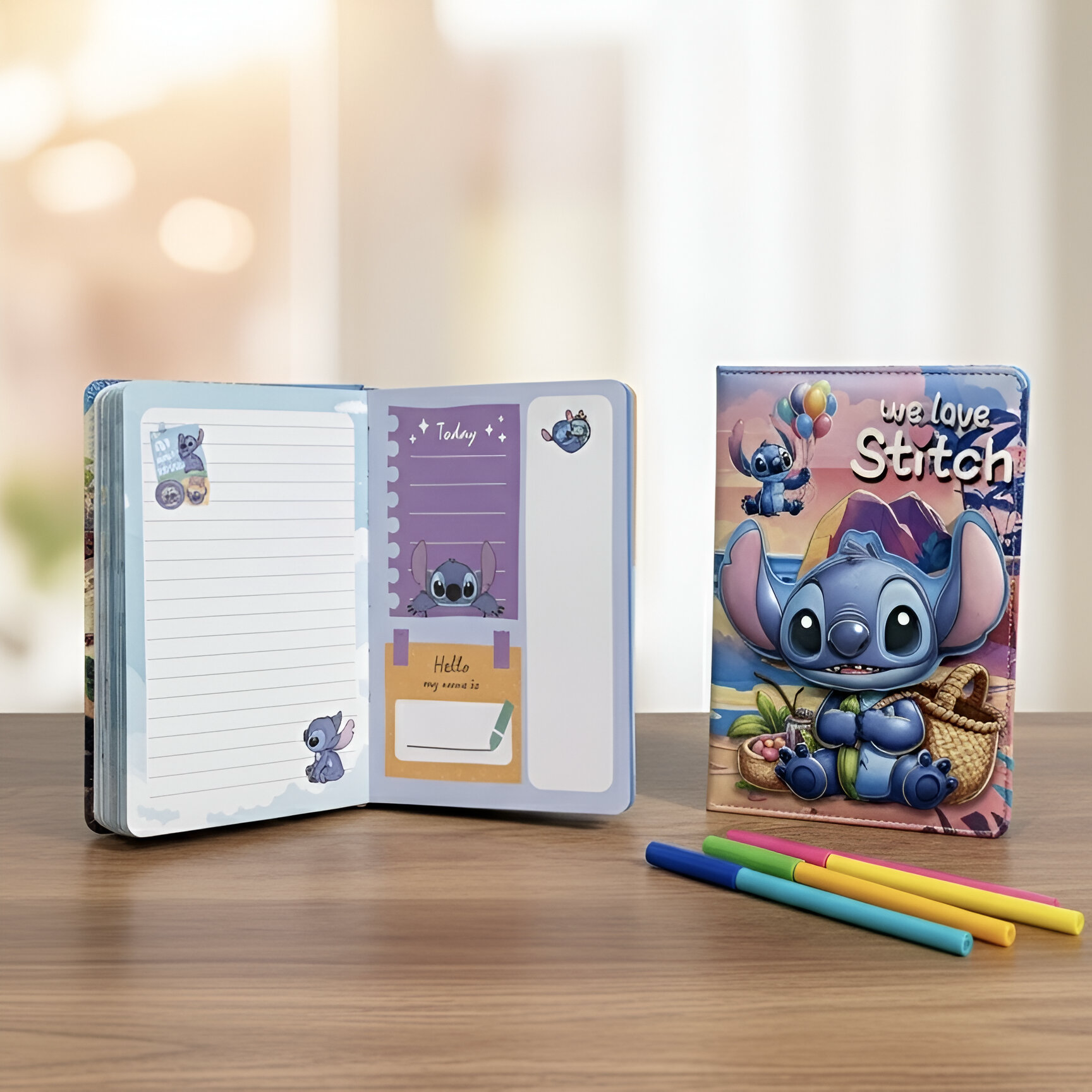 Stitch rokovnik A5 s pisalima i blokovima