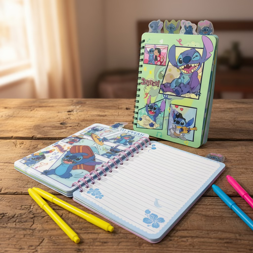 Stitch spirala hologram A5 rokovnik s bojama i naljepnicama