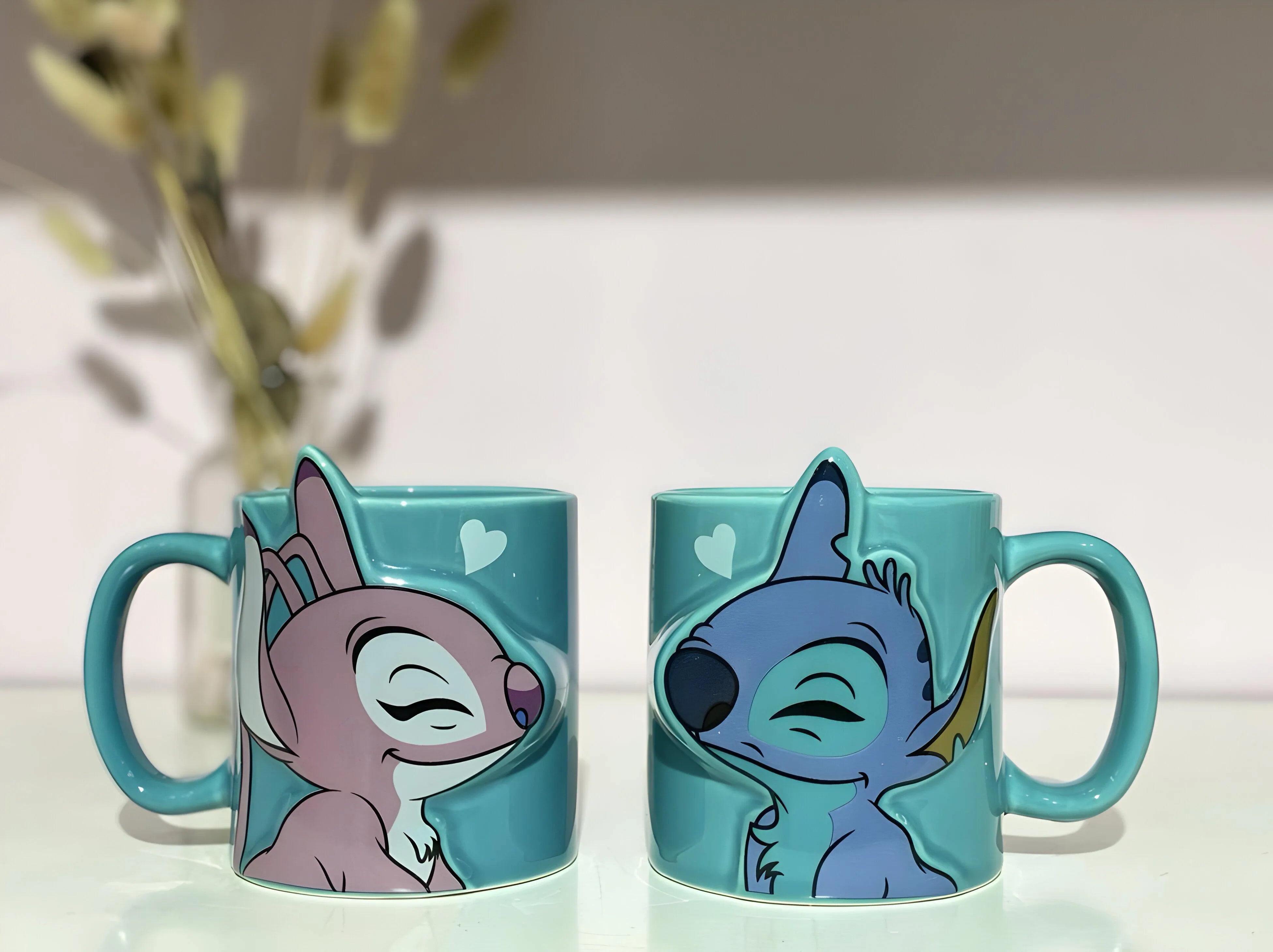 Dva tirkizna Stitch i Angel šalice u setu STITCH COUPLE MUG & ŠOLJA SET