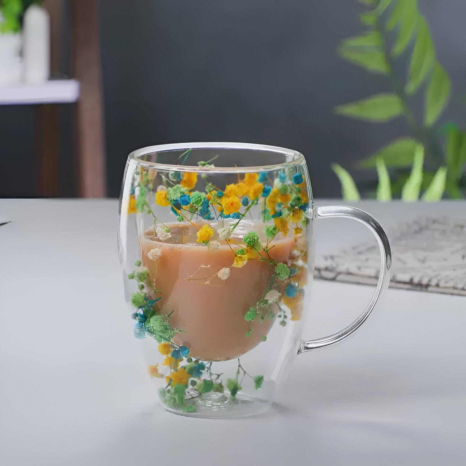 CVIJET ŠOLJA DUPLO STAKLO 250ML s cvjetnim uzorkom u elegantnom duplom staklu