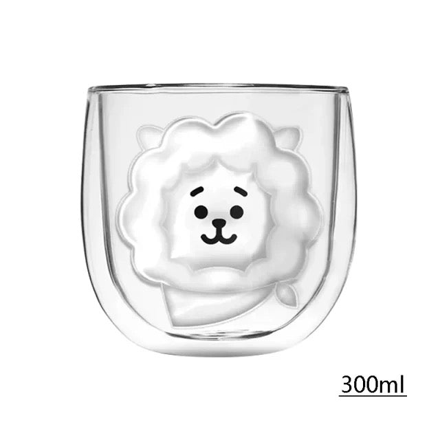 Double-zidna čaša s dizajnom cartoon ovce, Hello Kitty BT21, čaša duplo staklo