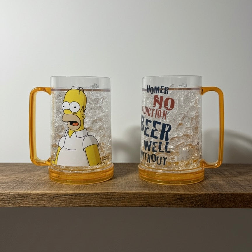 Homer Simpson pivna šalica s žutim ručkama i prozirnim tijelom 500ml