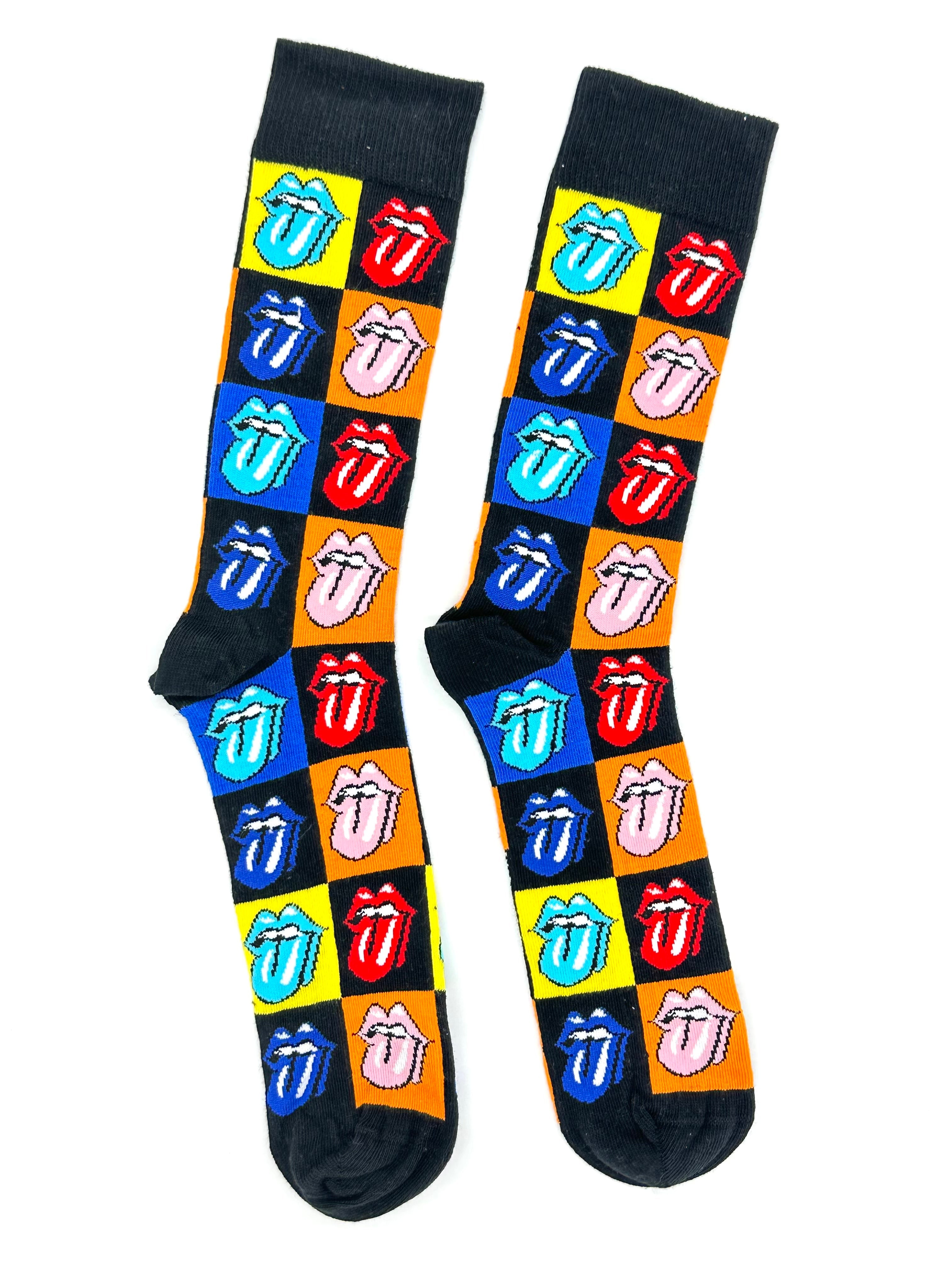 Jezik Black čarape s motivom Rolling Stones jezika za jedinstveni stil