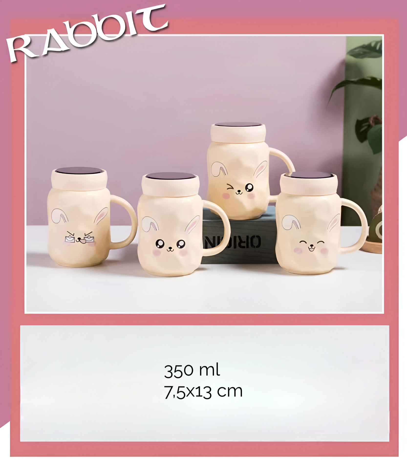 Četiri keramičke šolje zeca iz keramičkog seta čajnik Rabbit Keramička Šolja