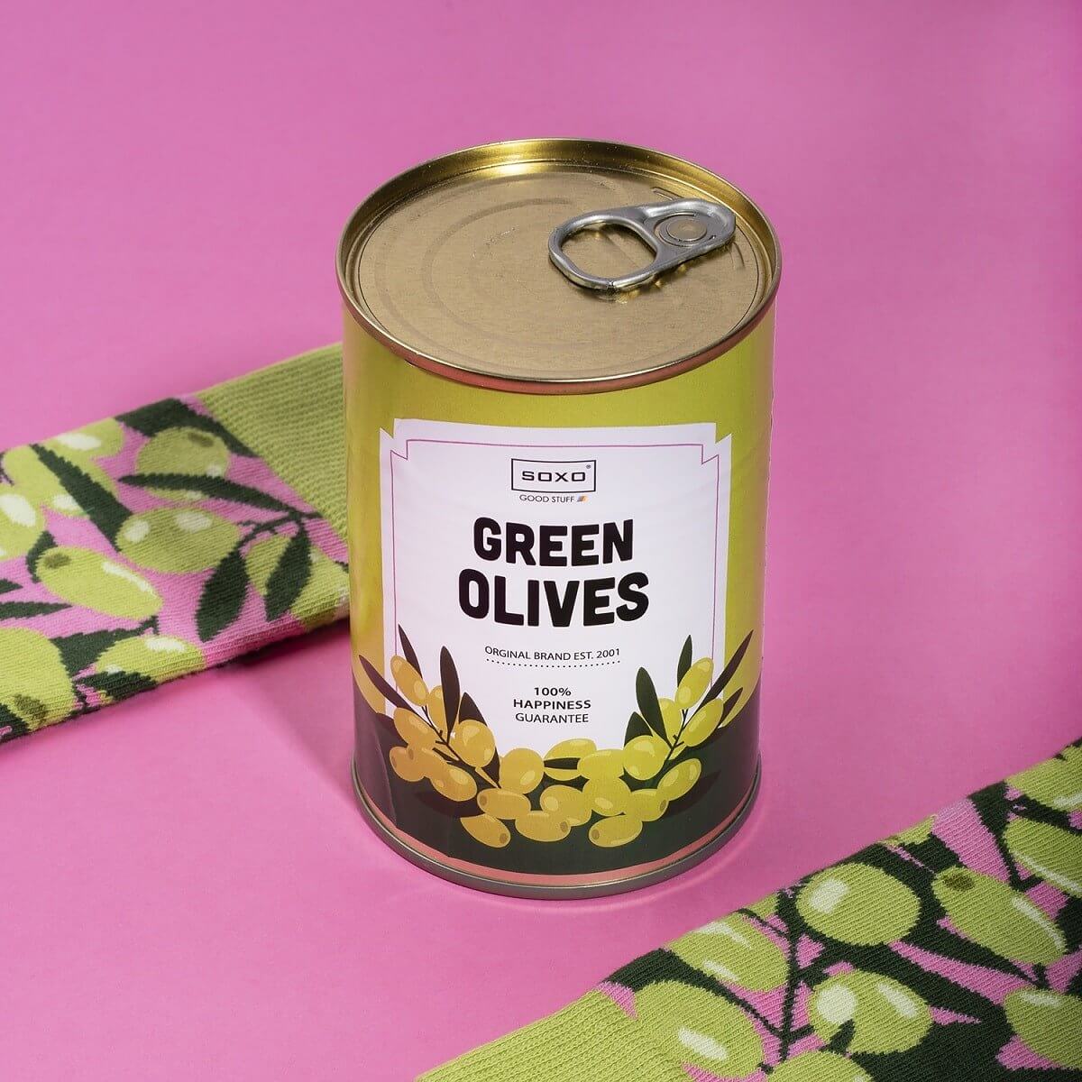 Canned green olives in ČARAPE U KONZERVI, savršeno za vesele čarape vestsocks
