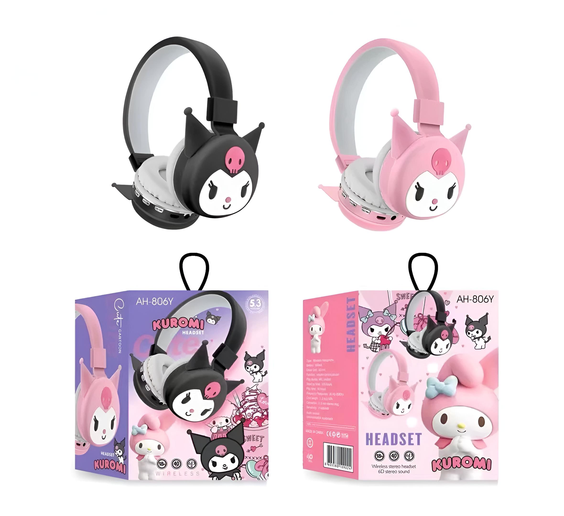 Kuromi slušalice u pakiranju, roza boje, idealne za ljubitelje Kuromi