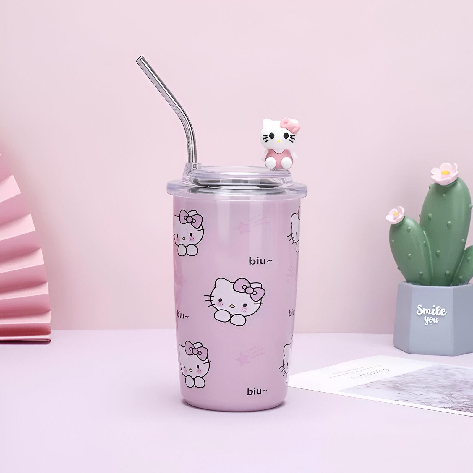 Hello Kitty termos čaša 450ml od nehrđajućeg čelika s slamom i poklopcem