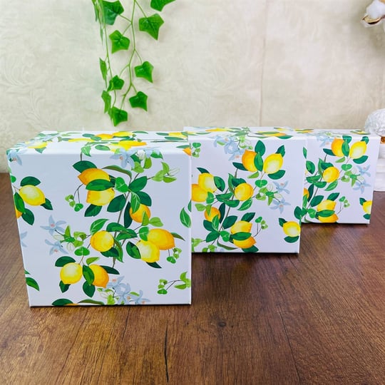Lemon-patterned ukrasna kutija za elegantno pakiranje poklona