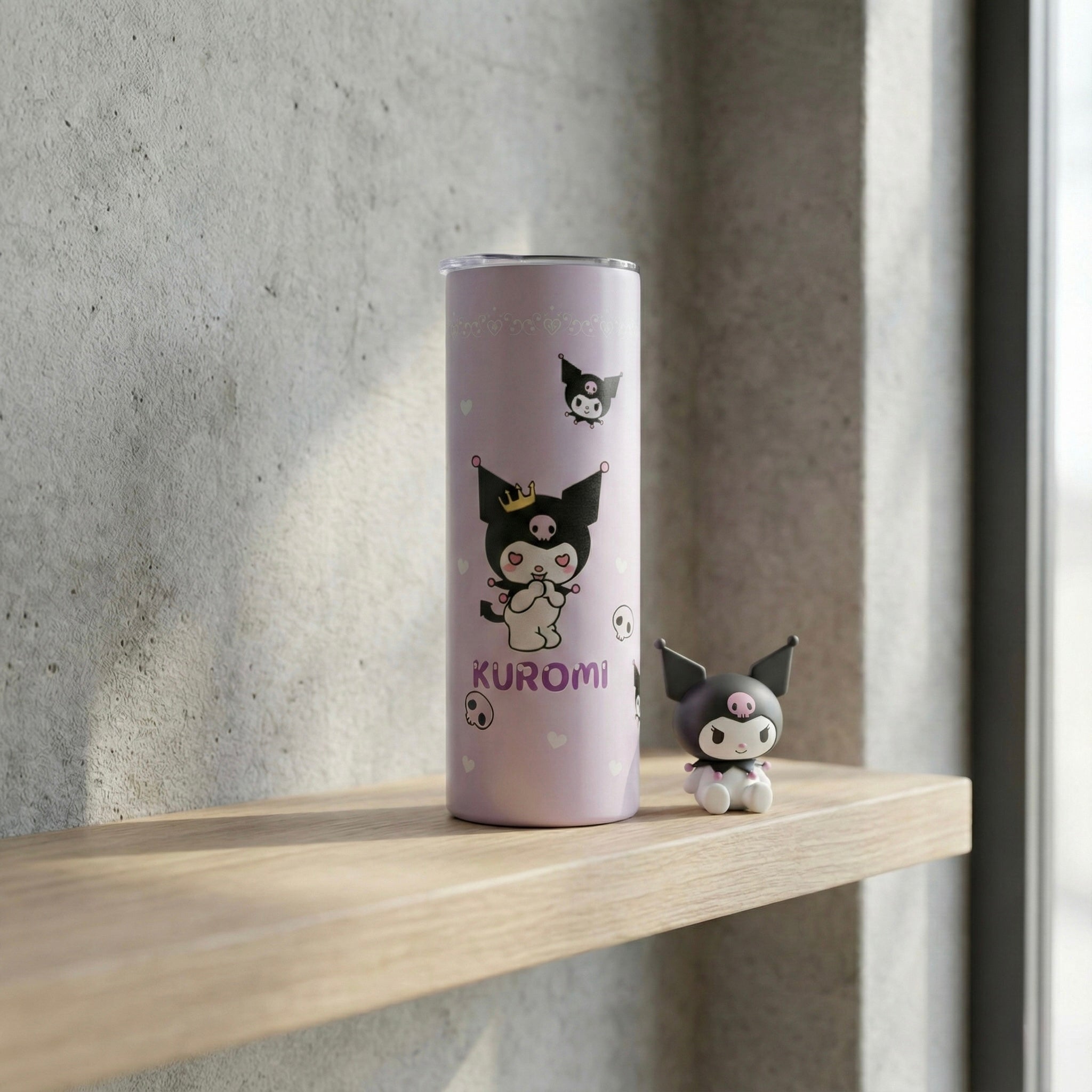 Lavender Kuromi termos od nehrđajućeg čelika s crtežom i lobanjama