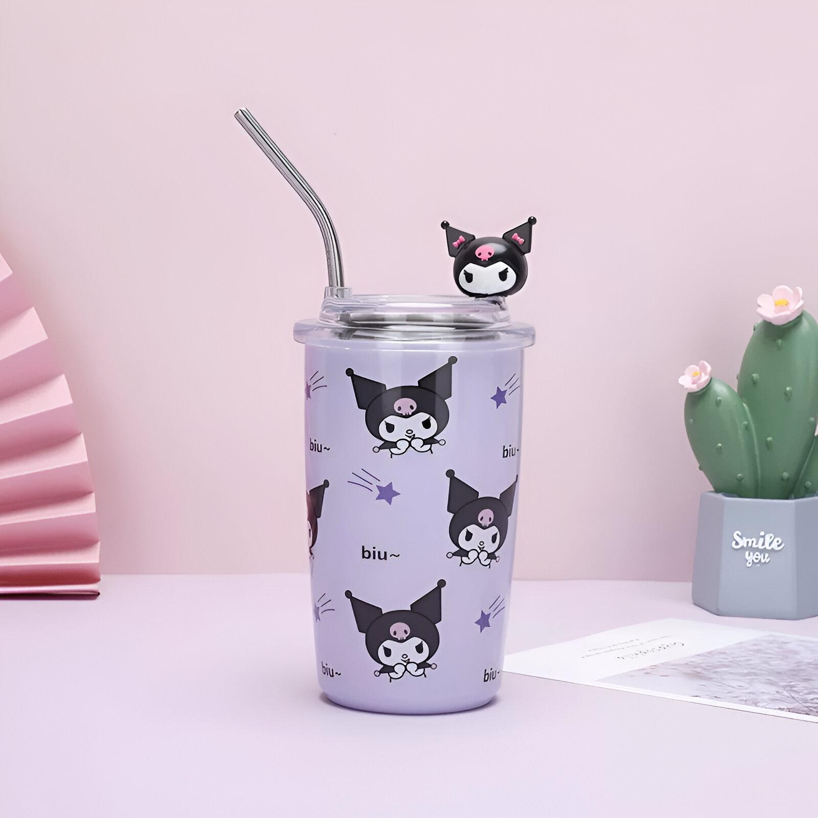 Kuromi termos čaša 450ml od nehrđajućeg čelika s ljubičastim dizajnom