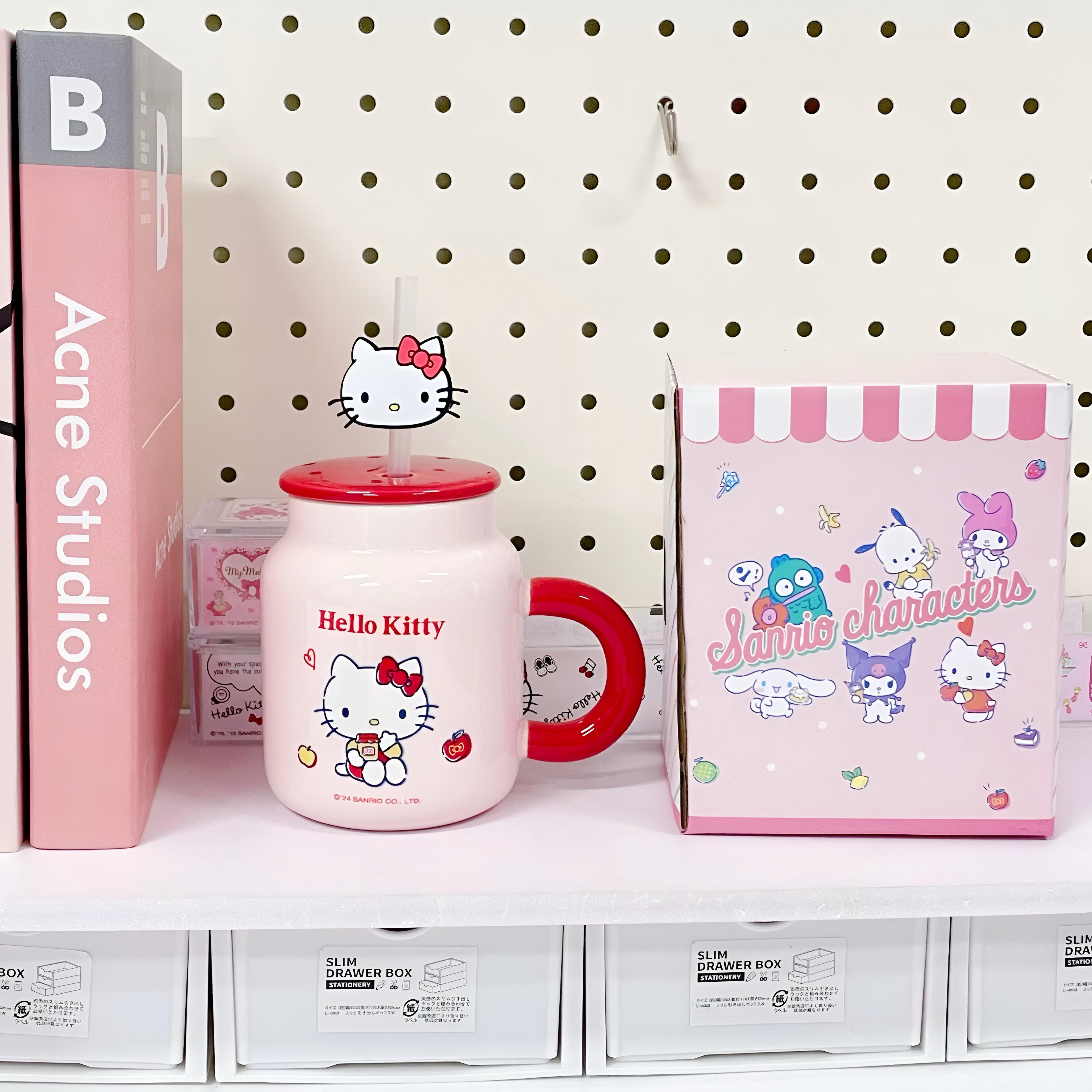 Hello Kitty keramička šolja sa slamkom i poklopcem za ljubitelje Hello Kitty