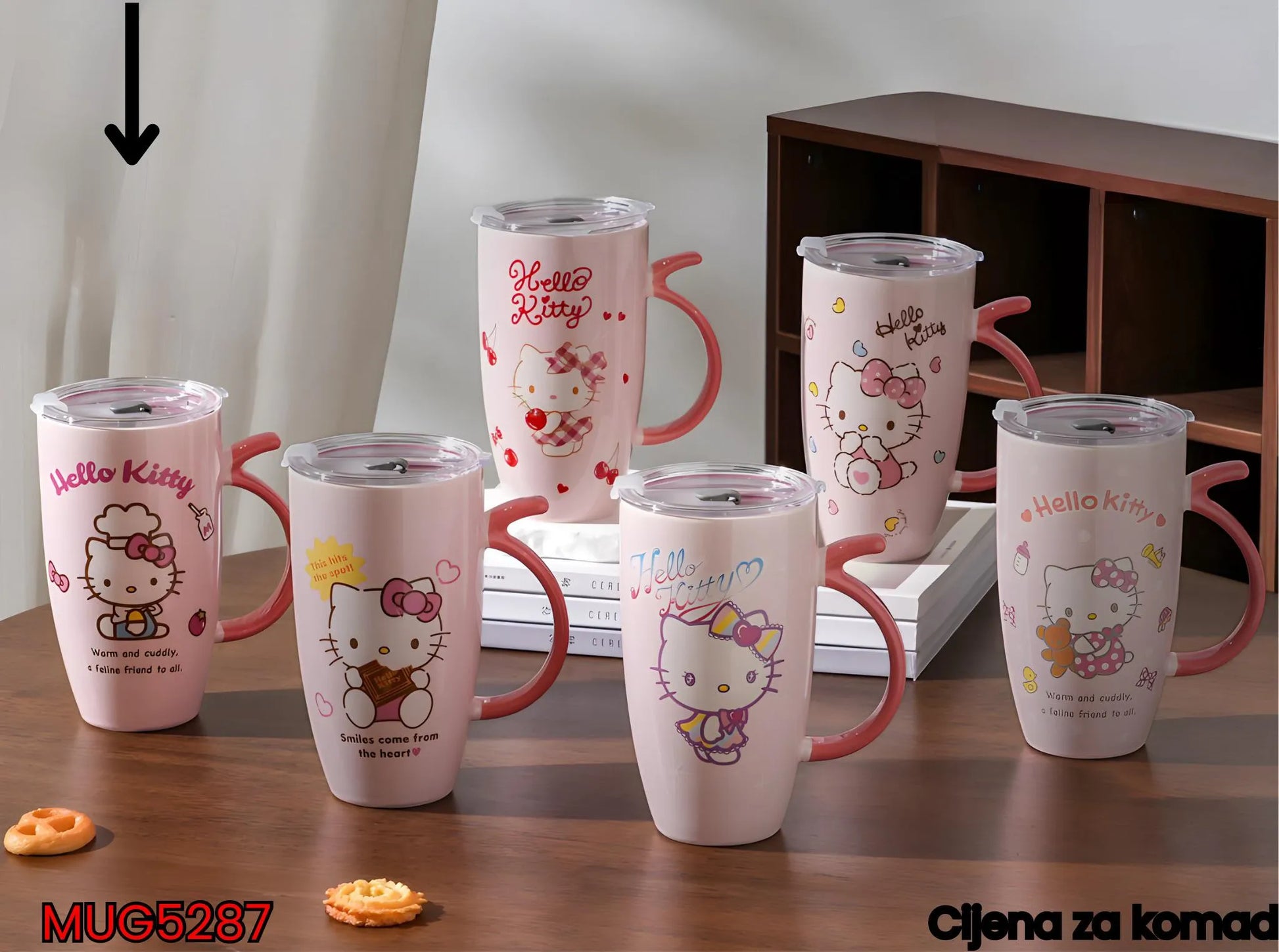 Hello Kitty šalice s poklopcem i slamkom u keramičkom setu