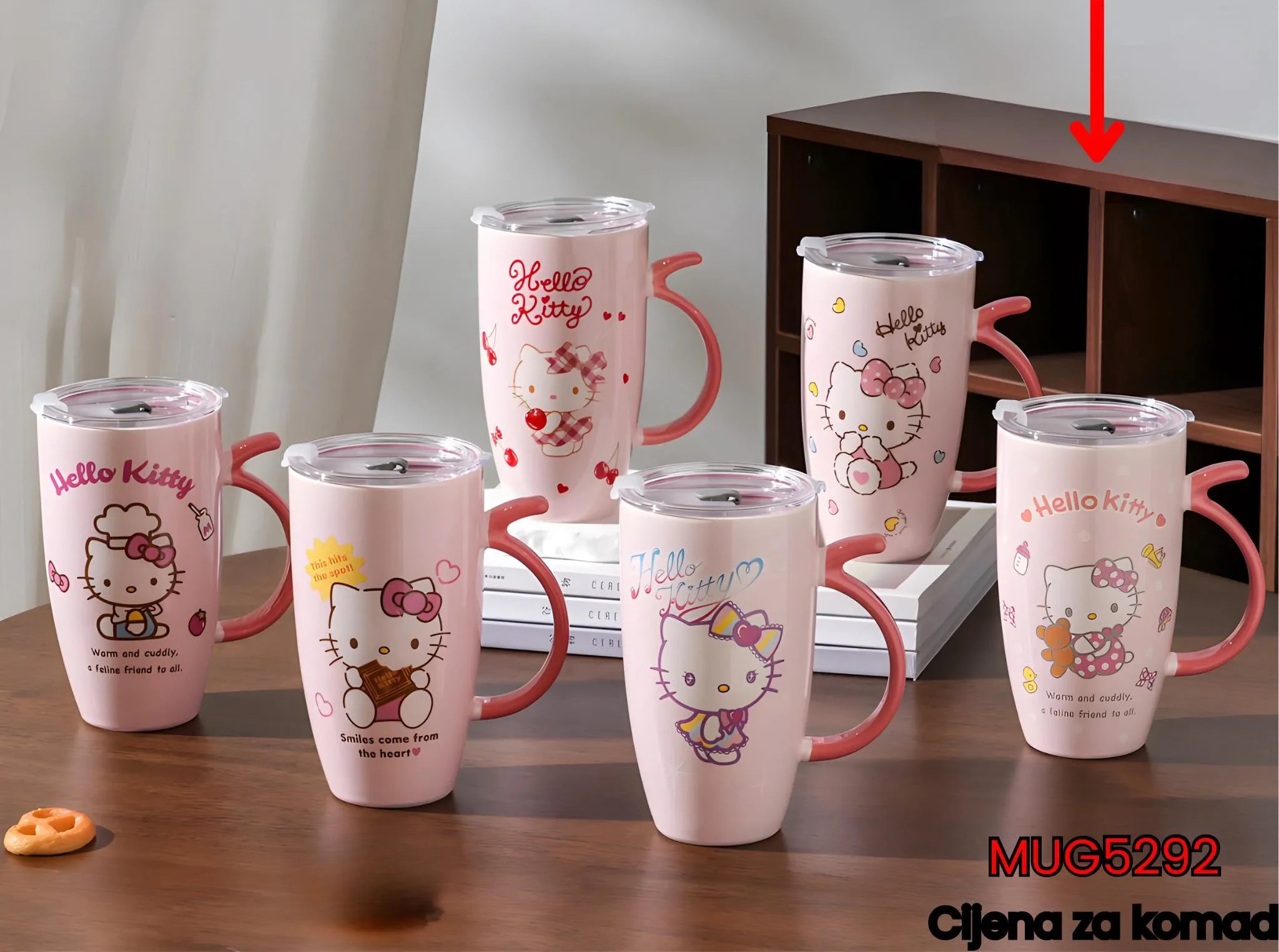 Hello Kitty šalice s poklopcem i slamkom u setu za ljubitelje