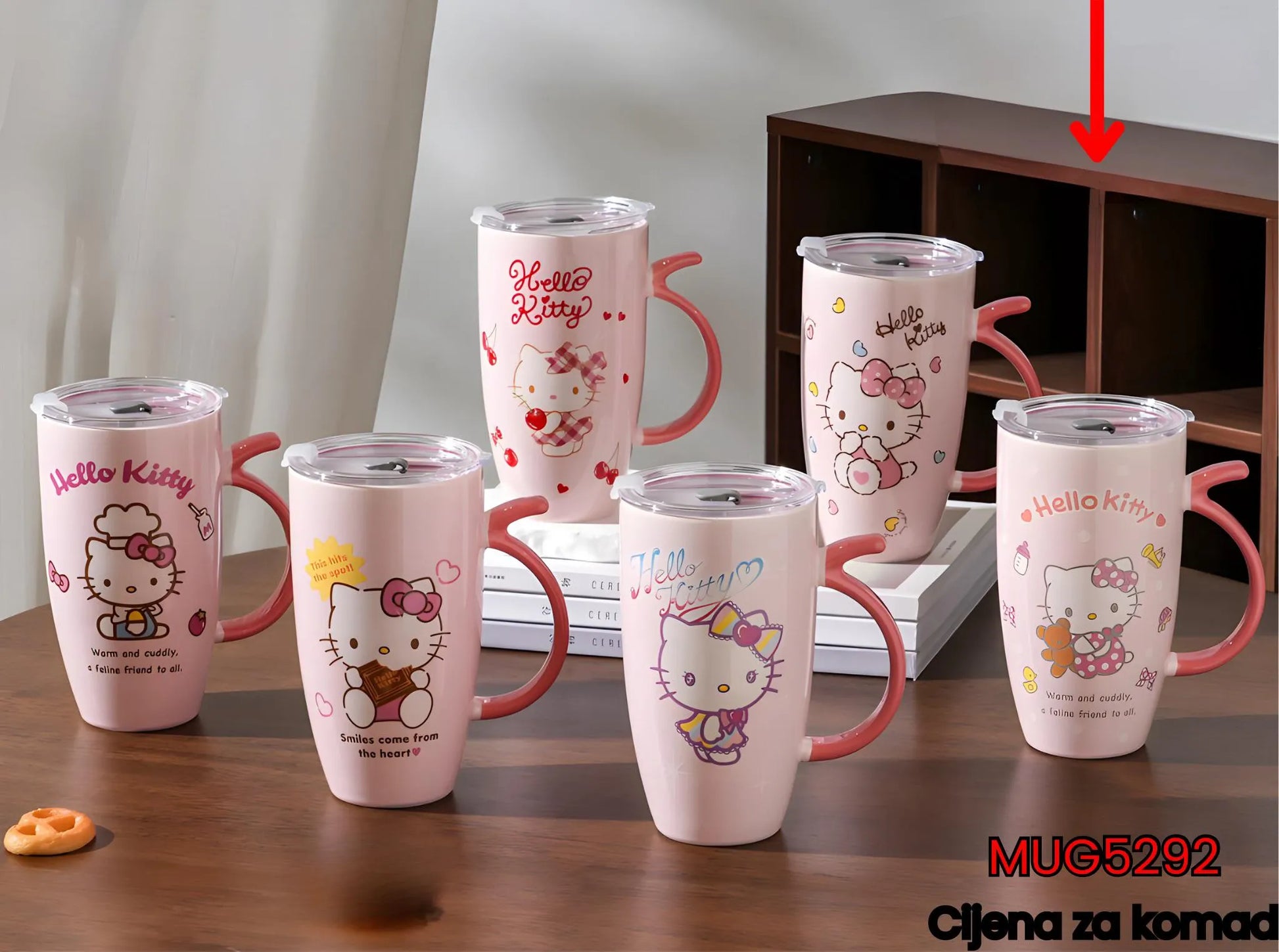 Hello Kitty šalice s poklopcem i slamkom u setu za ljubitelje
