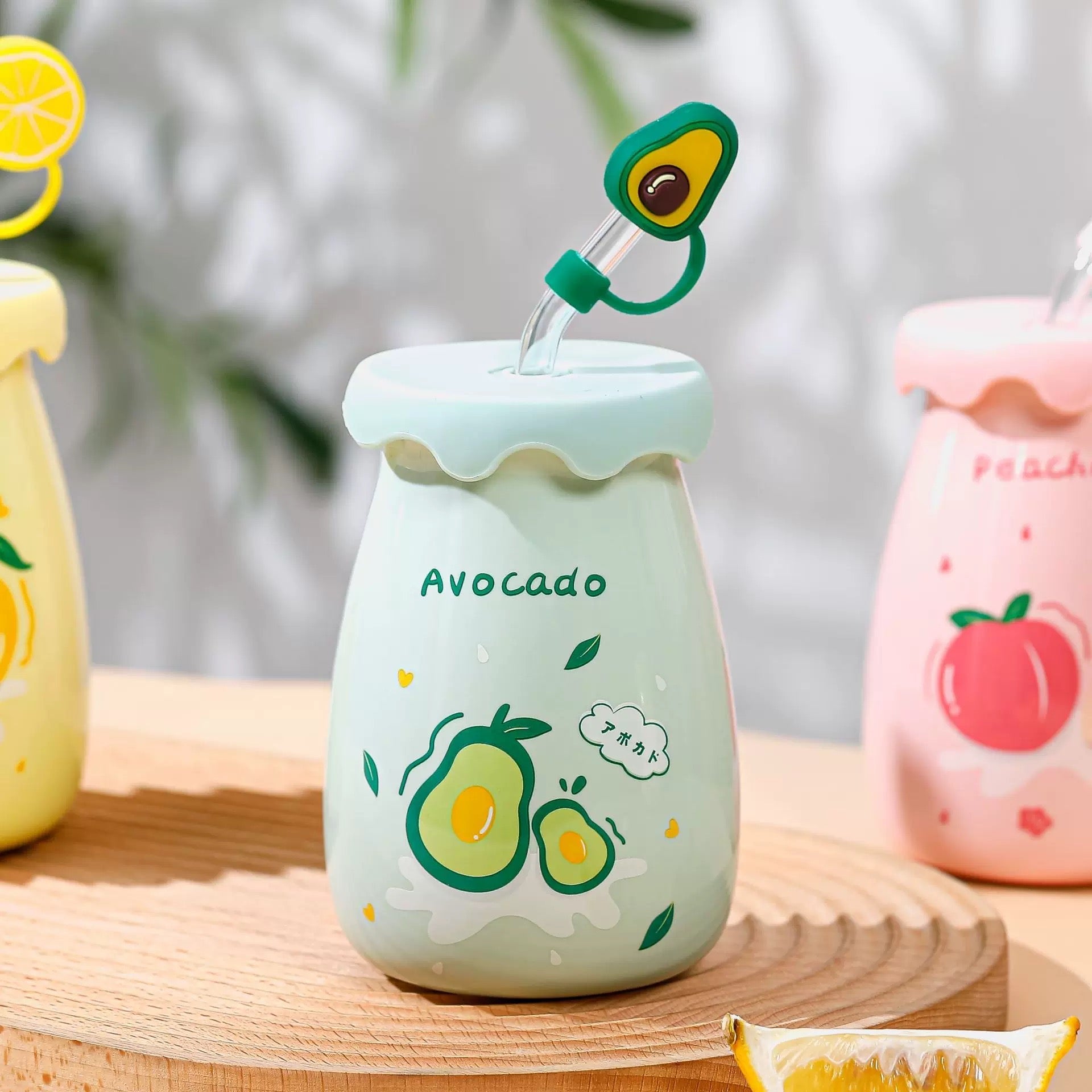 Avokado tematska šolja s slamkom iz Fruits keramička šolja keramički set