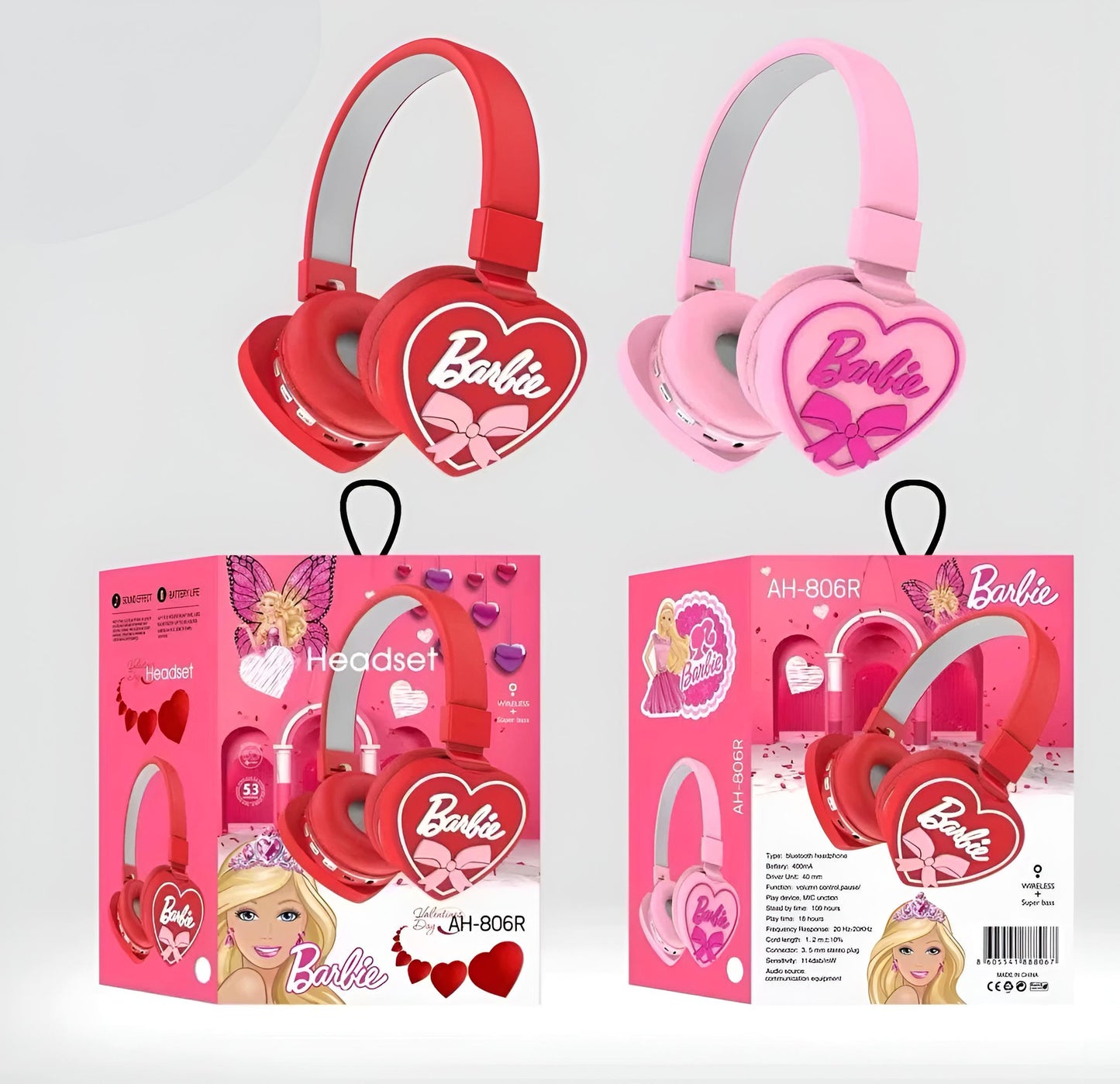 Barbie oblikovani slušalice u srcu s pakiranjem ružičaste boje