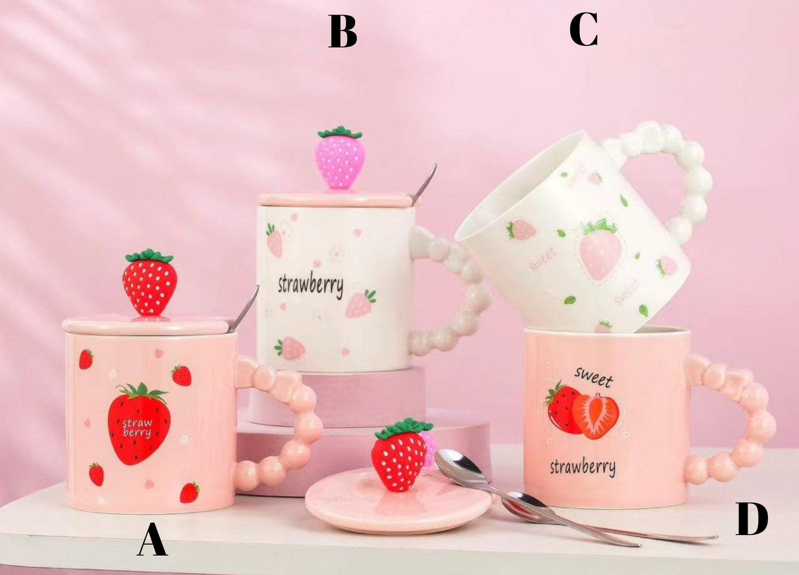 Strawberry-themed Pearl keramička šolja JAGODA PEARL KERAMIČKA ŠOLJA SET
