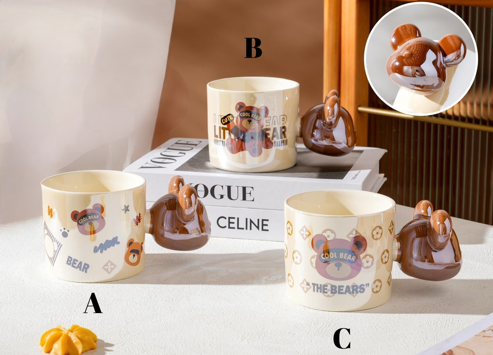 Bear Keramička Šolja s ručkama u obliku medvjeda, savršen keramički set čajnik