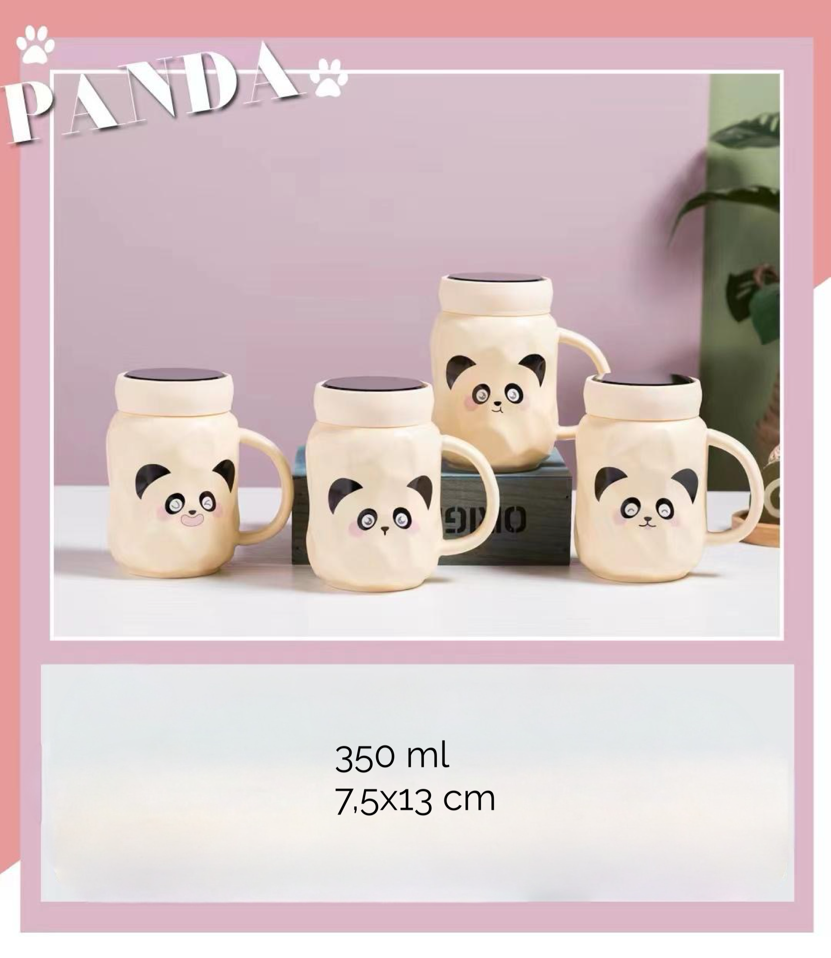 Panda keramička šolja s poklopcem iz keramičkog seta čajnik za ljubitelje panda motiva