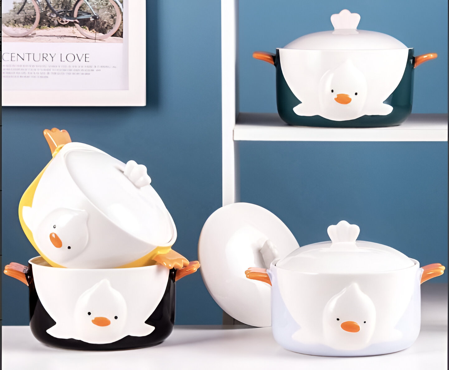 Duck-themed keramički lonac sa poklopcem, PATKA KERAMIČKI SET ČAJNIK 800 ml