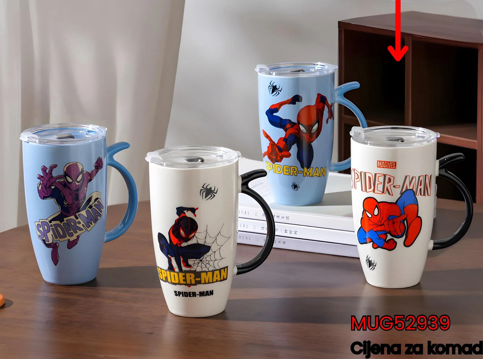 Spiderman keramičke šolje s poklopcem i slamkom za ljubitelje superheroja