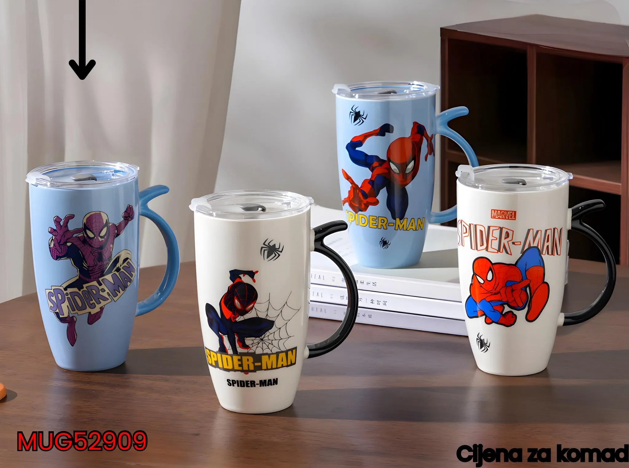 Spiderman keramička šolja set s poklopcem i slamkom za ljubitelje superheroja