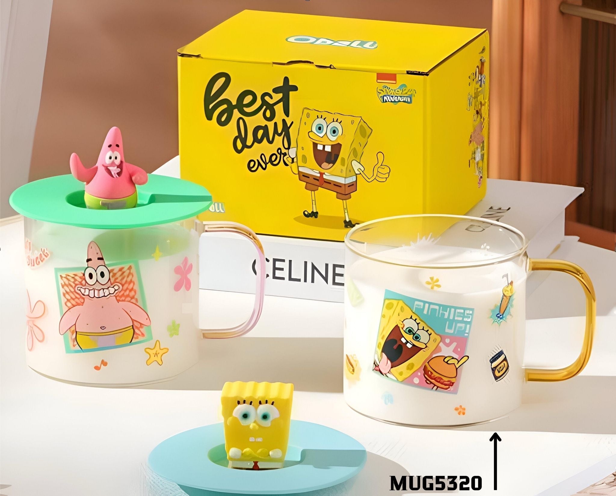 Spongebob-themed mug set in a decorative box for fans and collectors