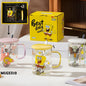 Spongebob-themed stakleni mugovi s poklopcima i žlicama, Patrick Star set