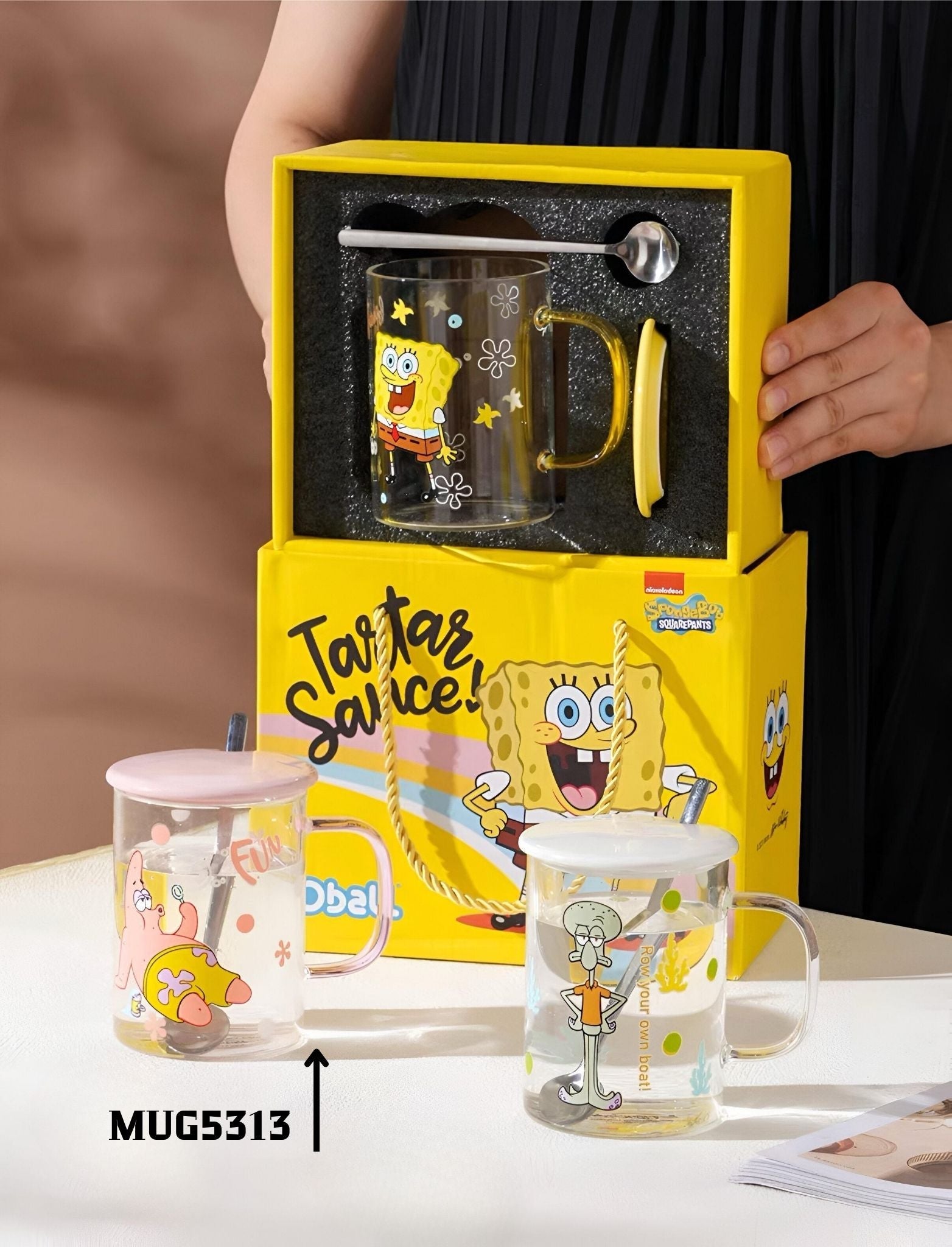 Patrick Star Šolja set s čašama, poklopcima i kašikama za ljubitelje Spongeboba