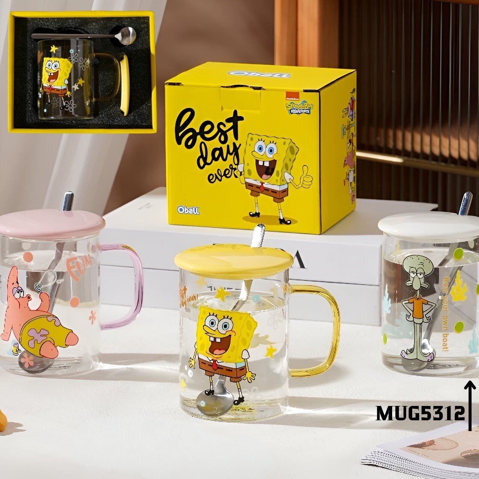 SpongeBob temu stakleni lahvici s poklopcem i žlicom, SQUIDWARD STAR set