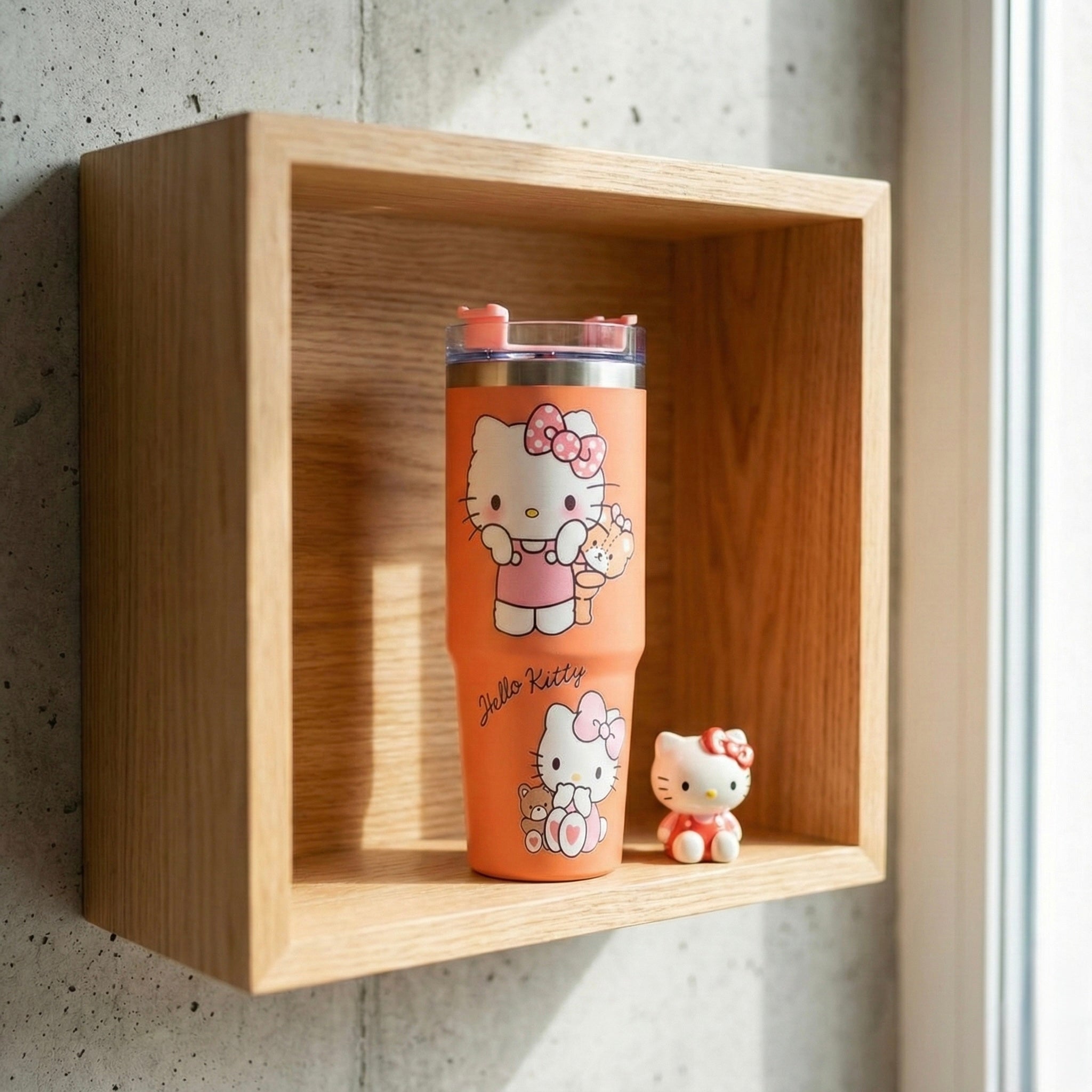 Narančasti Hello Kitty termo od nehrđajućeg čelika s roza mašnom i srebrnim poklopcem