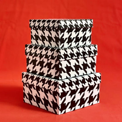 Stackane kutije u houndstooth uzorku, savršena ukrasna kutija za svaki interijer