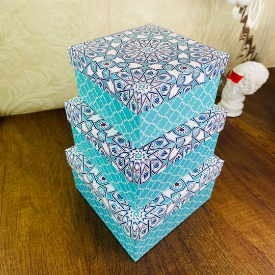 Stackani set uzorčenih četvrtastih kutija Retro Ukrasna Kutija