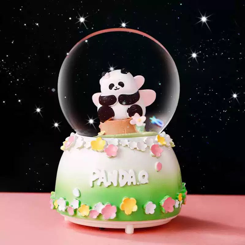 Panda snow globe s cvjetnom bazom, savršena ukrasna kugla dekorativna za svaki dom