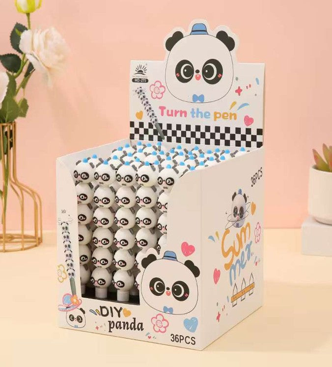 Panda tematska kutija za olovke s 36 komada, bijelo-plava s crtanim pandama u kacigama