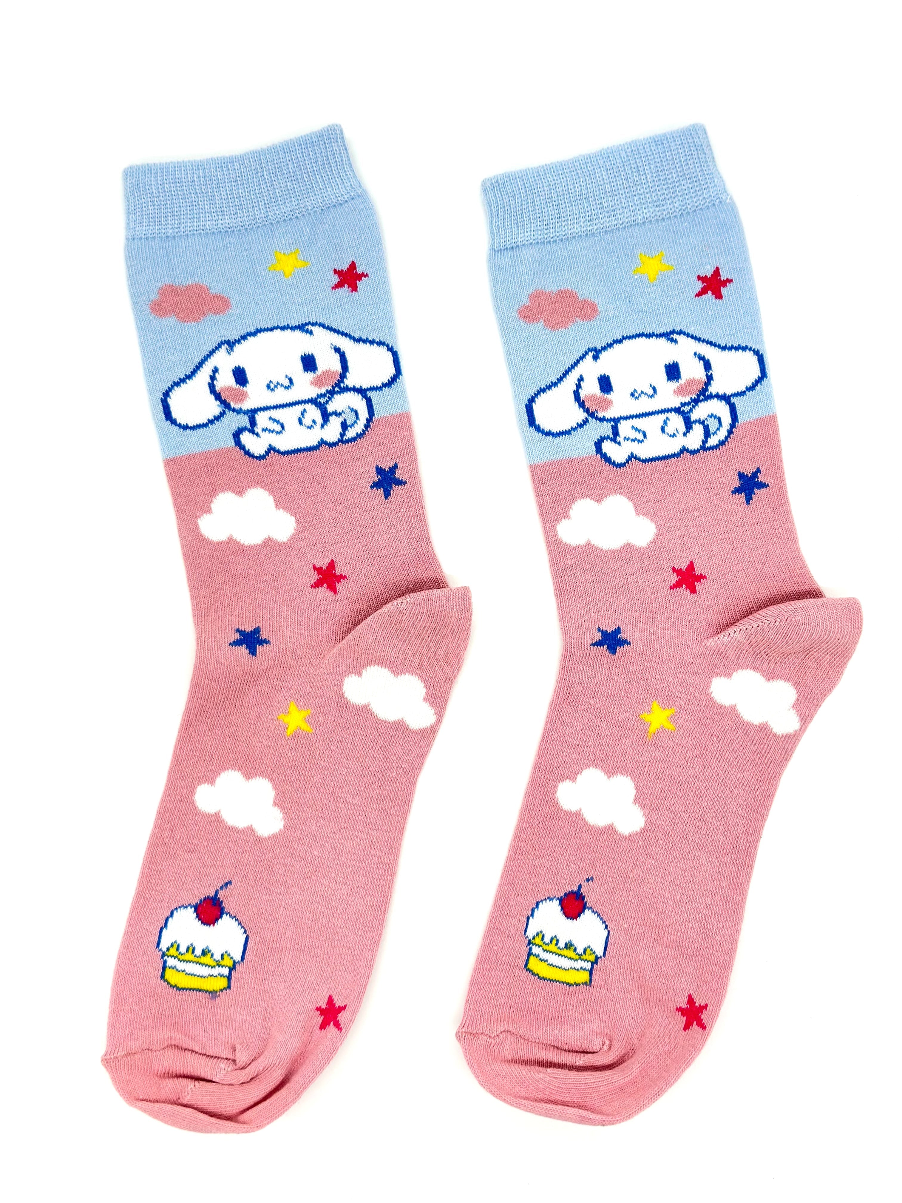 Par pink i plavih crtanih čarapa Cinnamoroll HelloKitty Čarape za zabavan stil