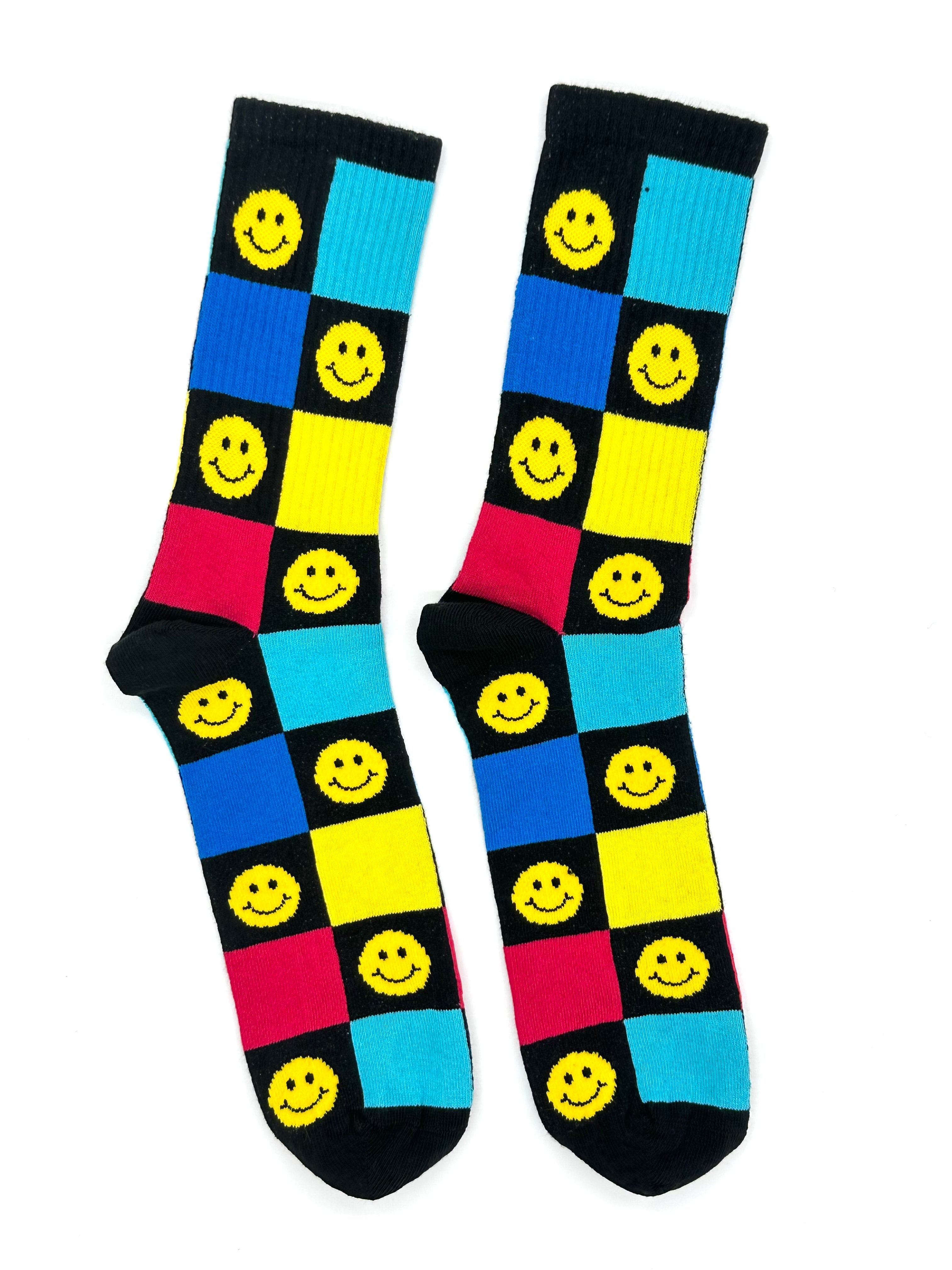 Par čarapa s veselima licima u boji za sjajan stil, Colorful Smiley Čarape